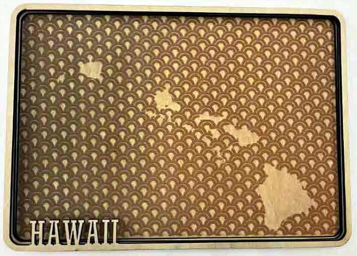 Hawaiian Islands &mdash; finished laser-cut wooden map on Birch